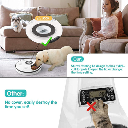 Automatic Cat Food Dispenser, Auto Cat Feeder - 6 Meals Pet Wet Food Dispenser for Small Dog with Programmable Timer Portion Control Timed Cat Feeder with Voice Reminder
